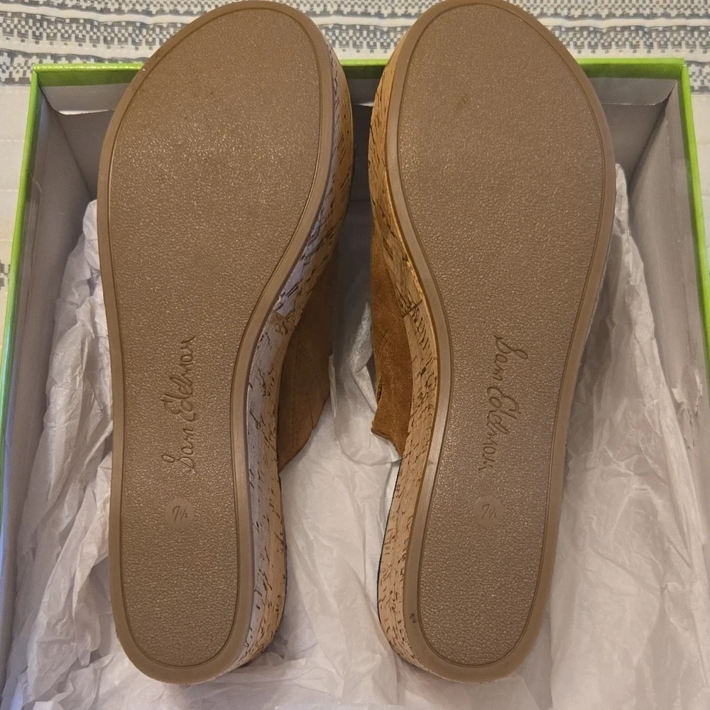 SAM EDELMAN Ranger Platform Suede Sandal Brown NEW - Picture 3 of 3